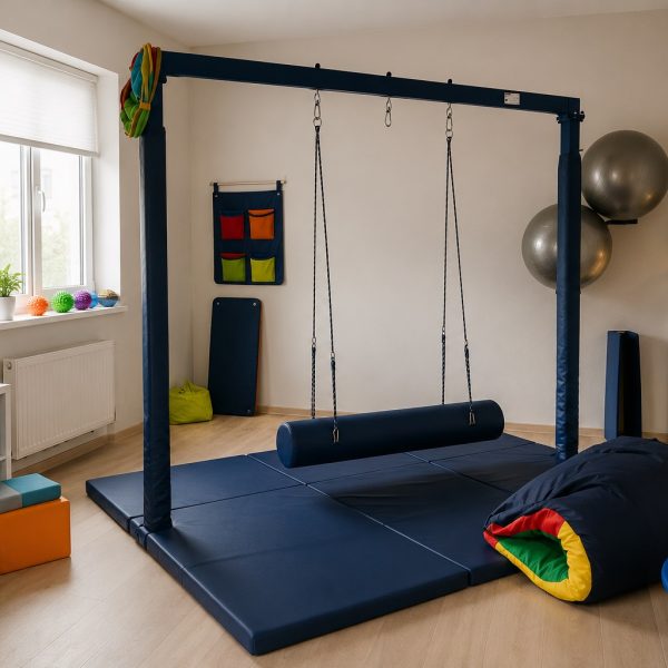 Mała sala integracji sensorycznej z huśtawką terapeutyczną SI